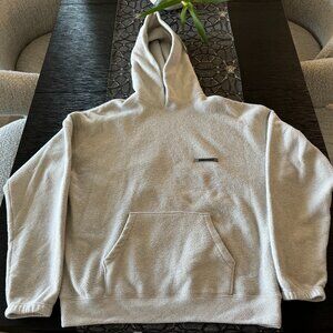 FEAR OF GOD ESSENTIALS NEUTRAL OATMEAL WHITE POLAR FLEECE HOODIE